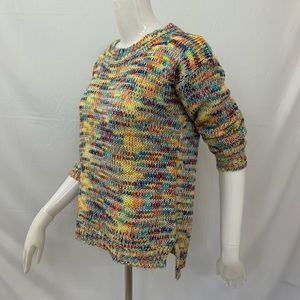 Multicolor Yellow Blue Orange Red hand knit sweater size S